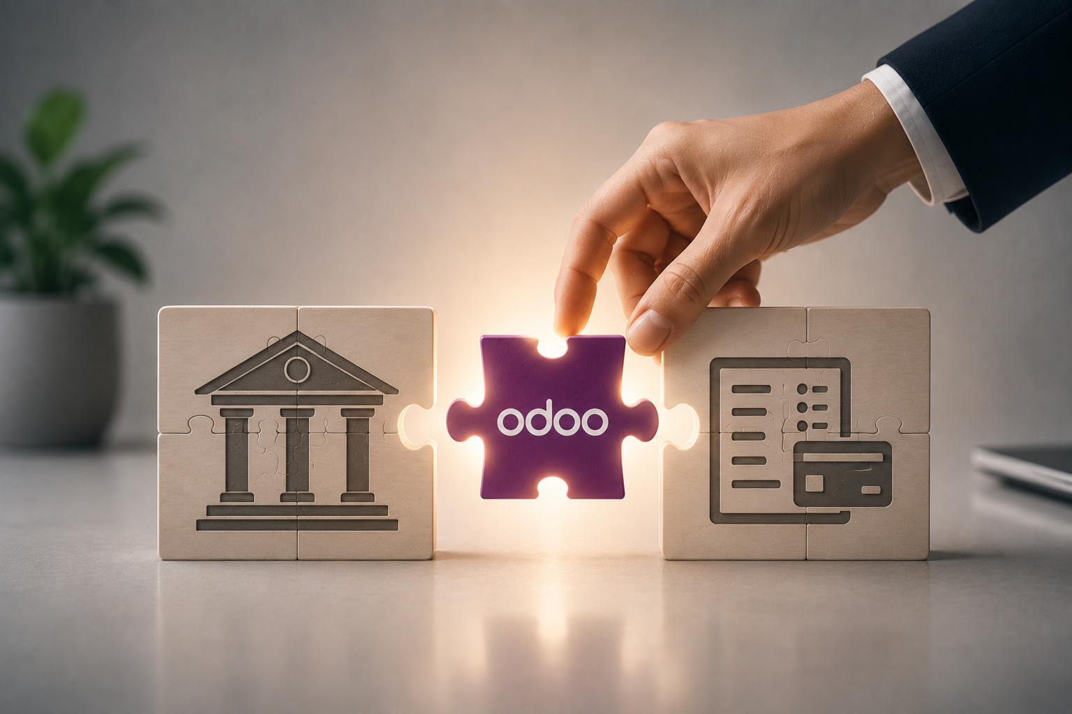 Pièce de puzzle Odoo reliant banque et comptabilité